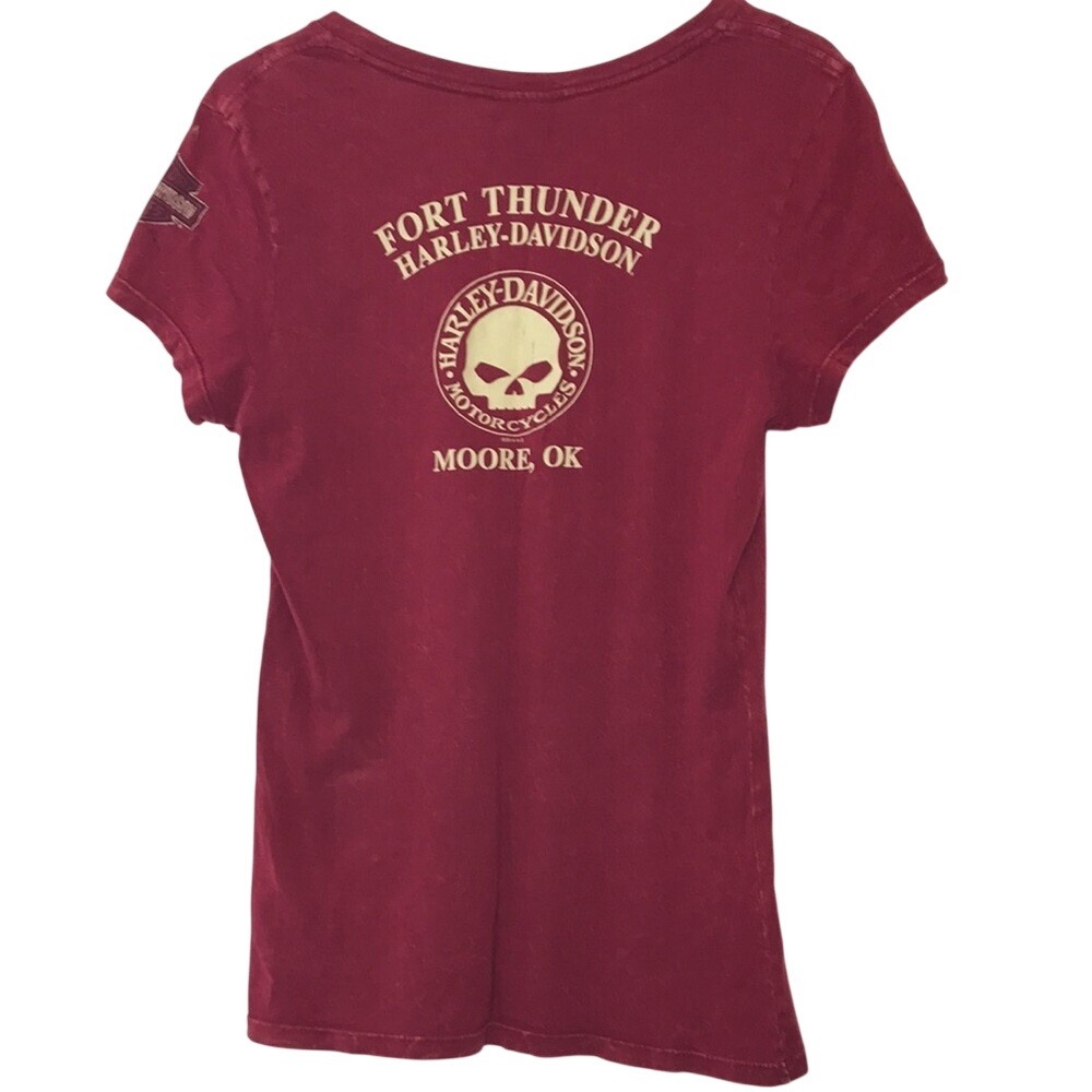 Harley Davidson Motorcycle Womens Fort Thunder Moore Oklahoma TShirt Medium - Picture 3 of 9